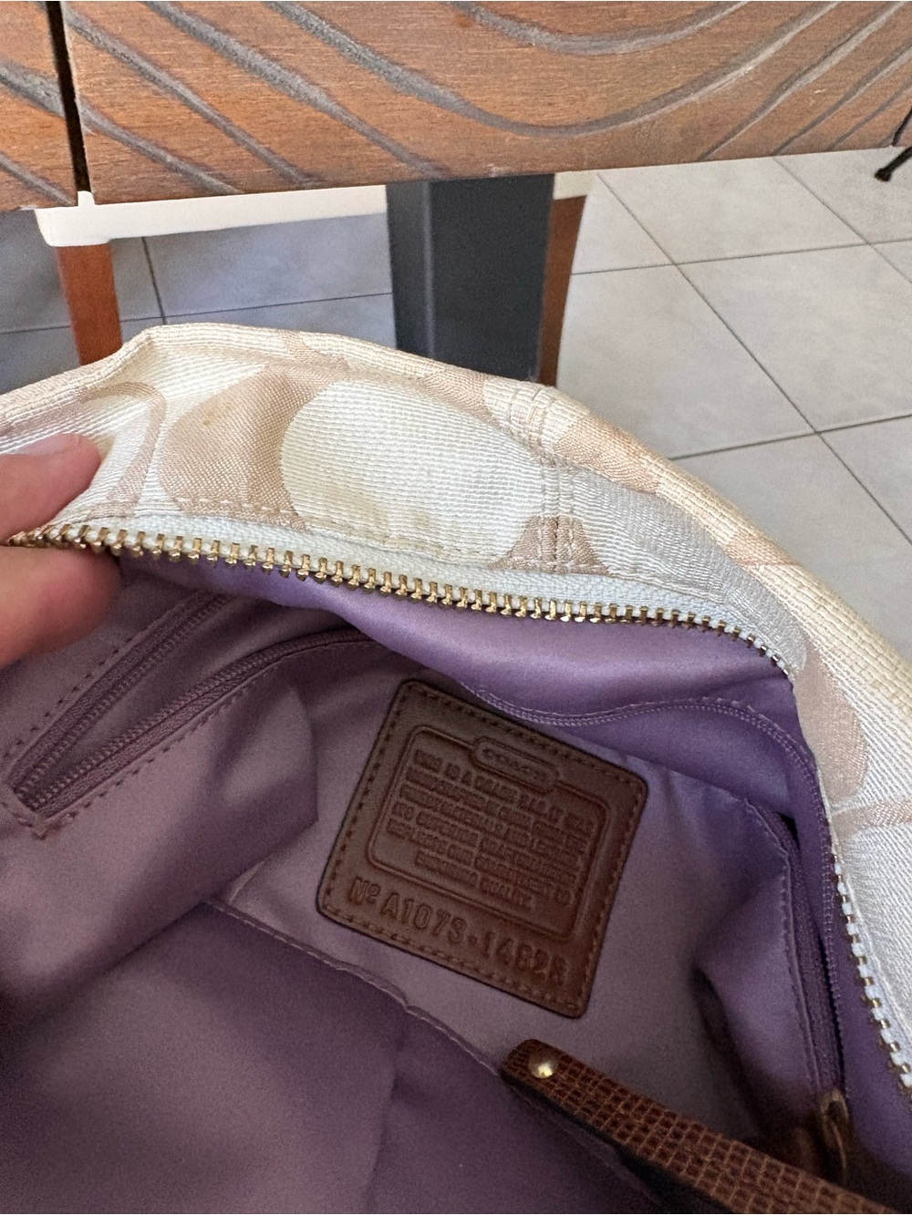 Coach Signature Canvas Shoulder Bag in Khaki/Chalk - Picture 10 of 14